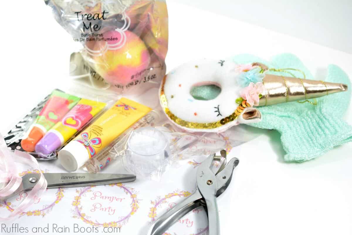 supplies to make a DIY spa gift in a jar for teen girls