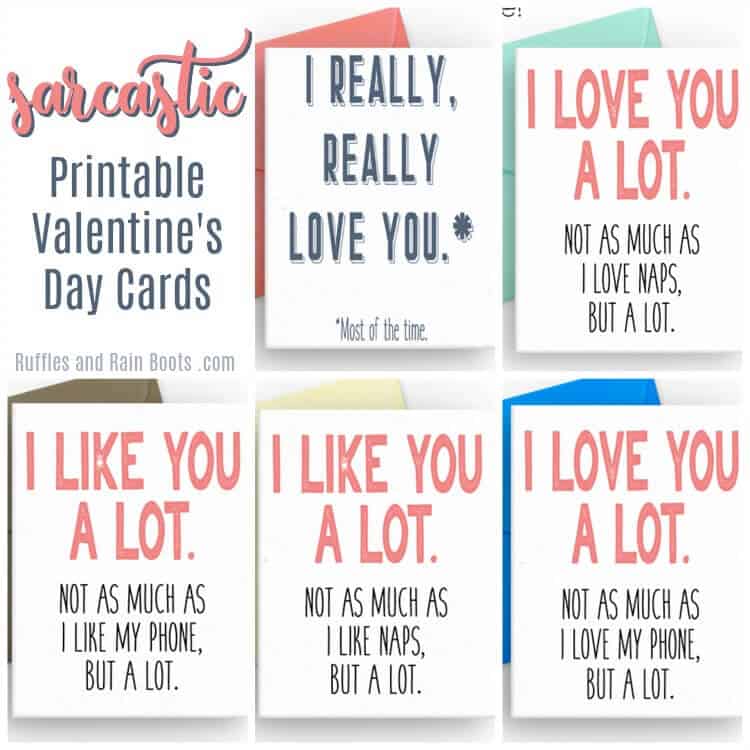 Collage of Sarcastic Printable Valentines Day Cards