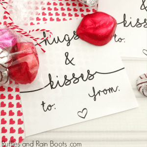 Hugs and Kisses Printable Valentine for Tweens
