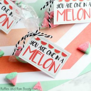 Watermelon Candy Valentine Printable Cards for Kids