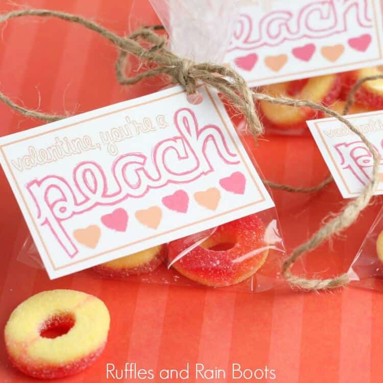 Peach Candy Valentine Printable Cards
