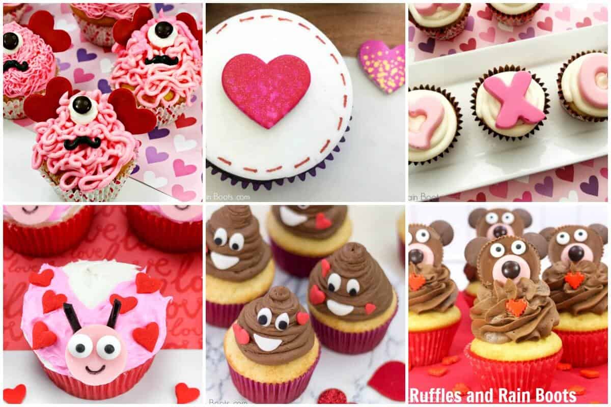 photo collage of Valentines Day cupcake ideas