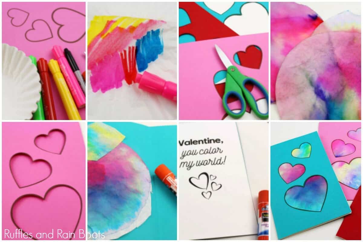 how to make a stained glass coffee filter heart card