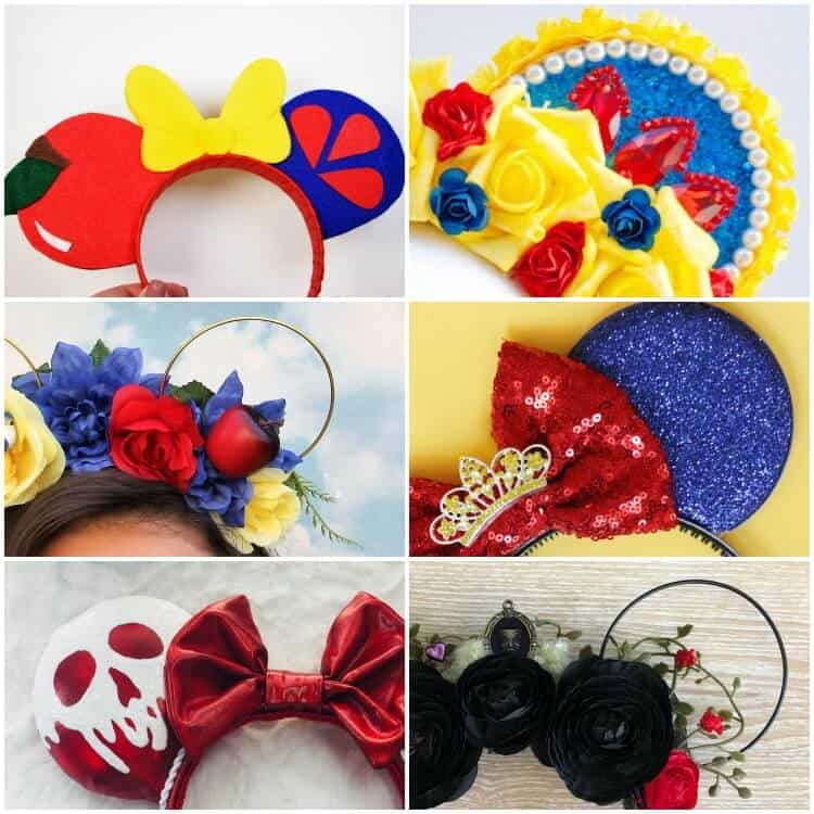 square photo collage of the best snow white Micky ear headbands