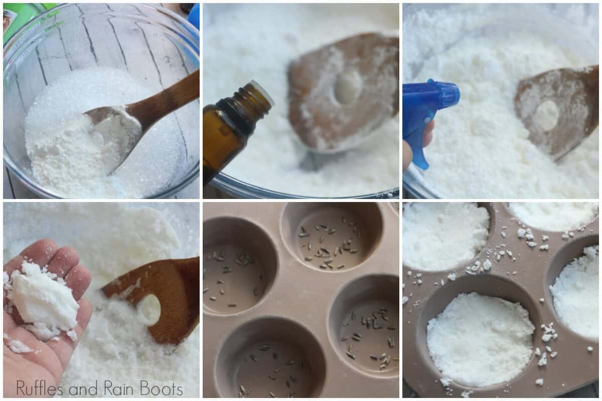 how to make allergy relief shower fizzies photo collage tutorial