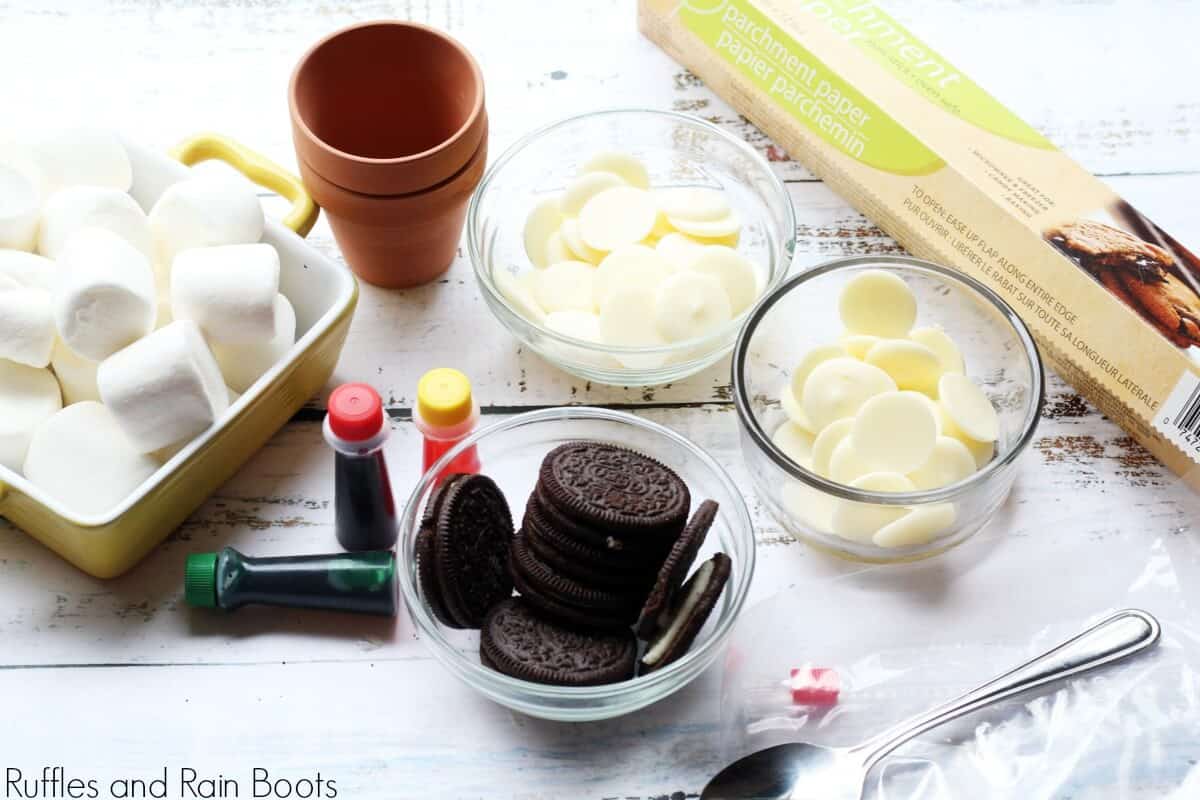 ingredients for Easter marshmallow pops