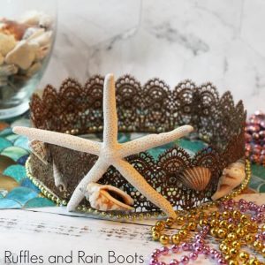 Mermaid Crown for Costumes or Dressup with a starfish and shells on a white background