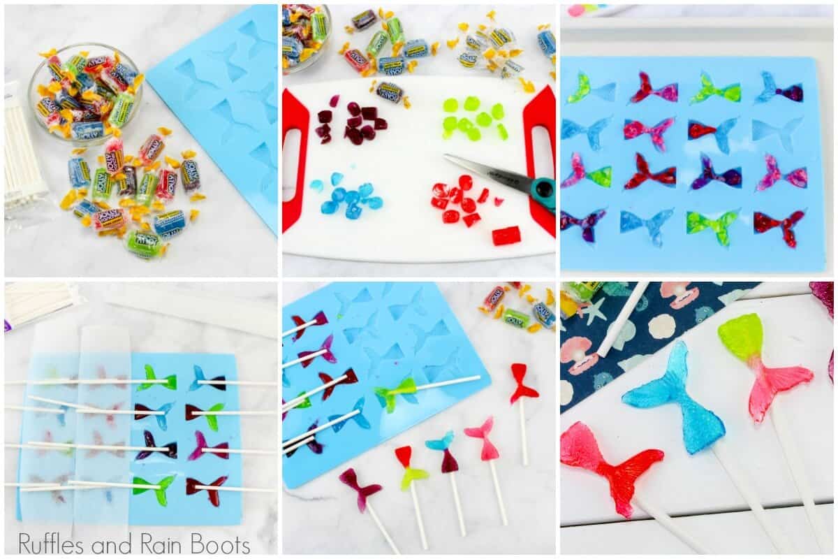 how to make mermaid tail lollipops photo tutorial collage