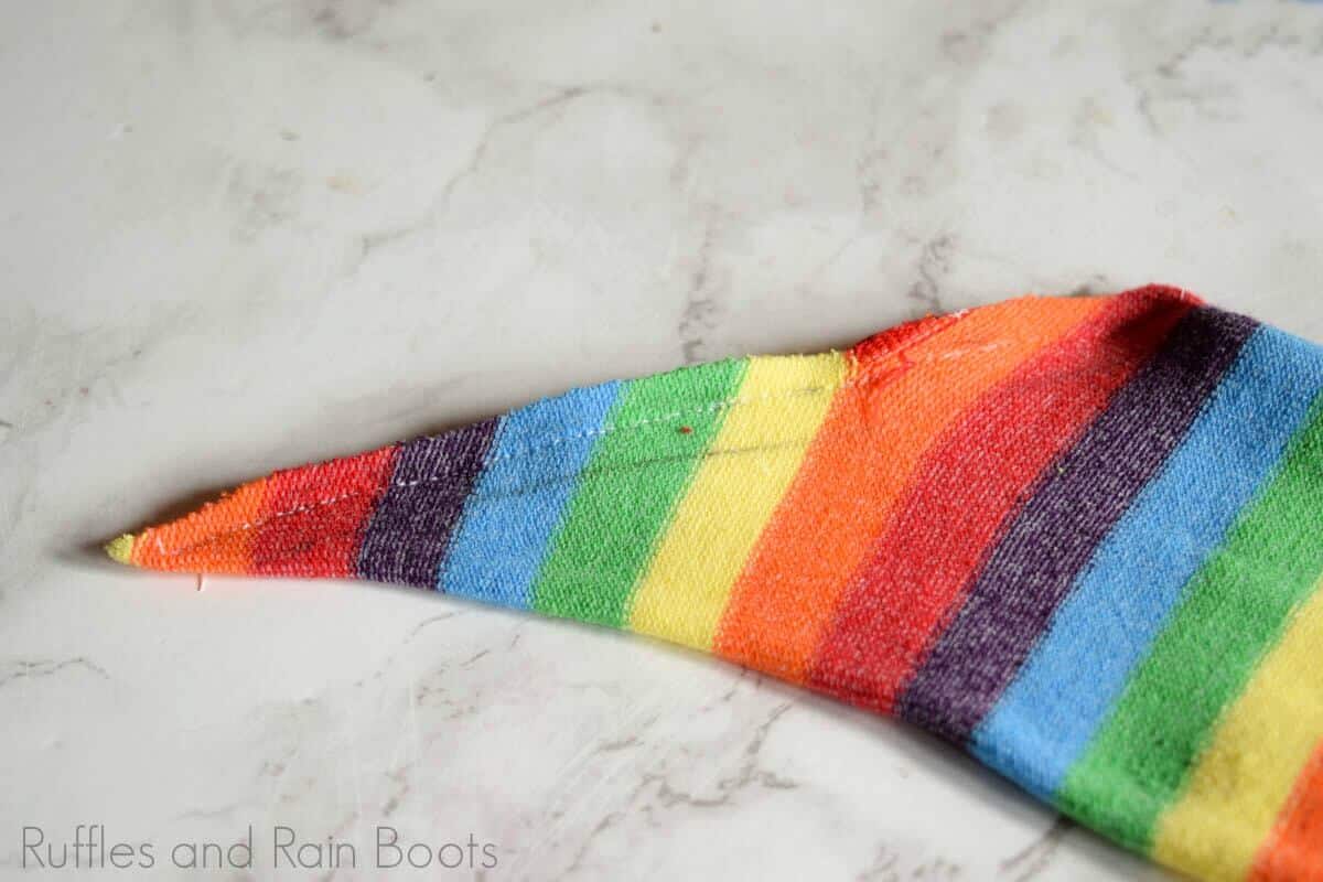 close up of a sock used as a gnome hat