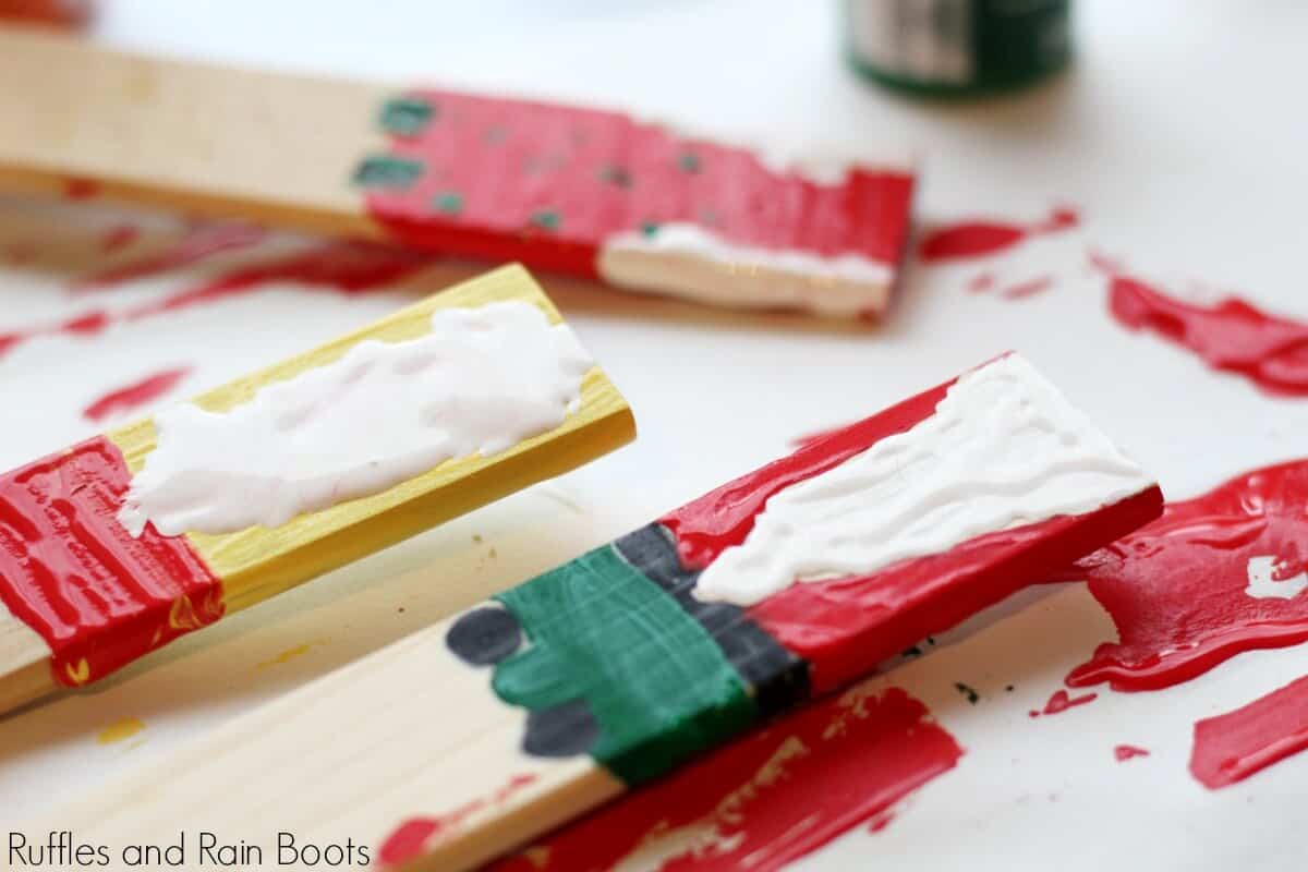 painting the gnome craft for kids and letting it dry