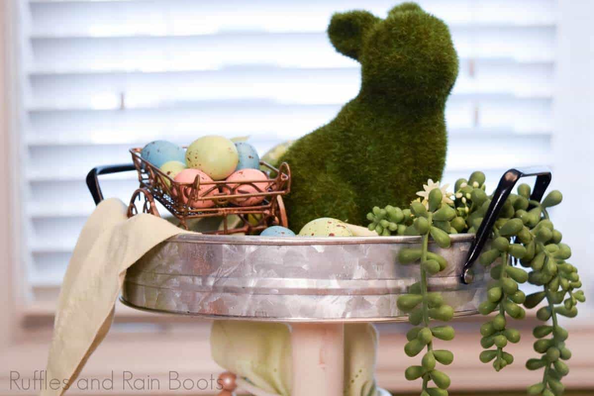 top of Easter farmhouse tiered tray