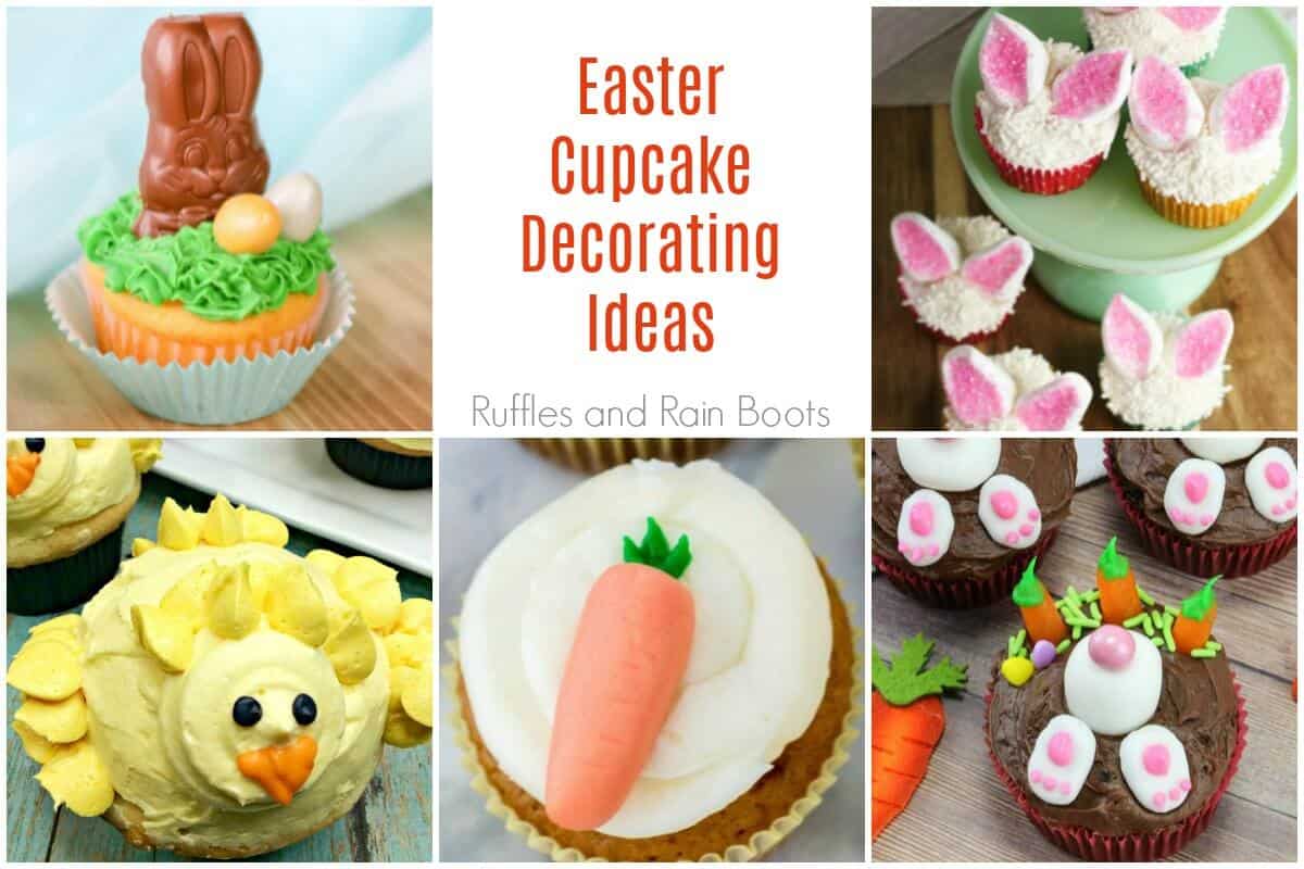 photo collage of adorable Easter cupcakes