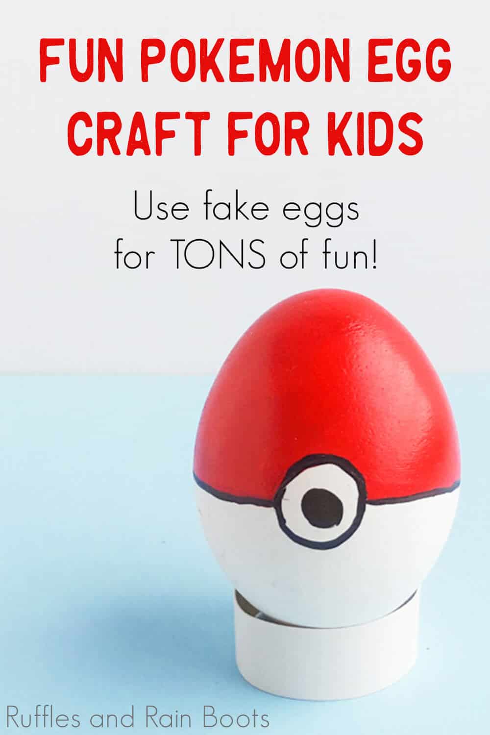 easter pokemon eggs pokeball on a blue background with text which reads fun pokemon egg crafts for kids use fake eggs for tons of fun!