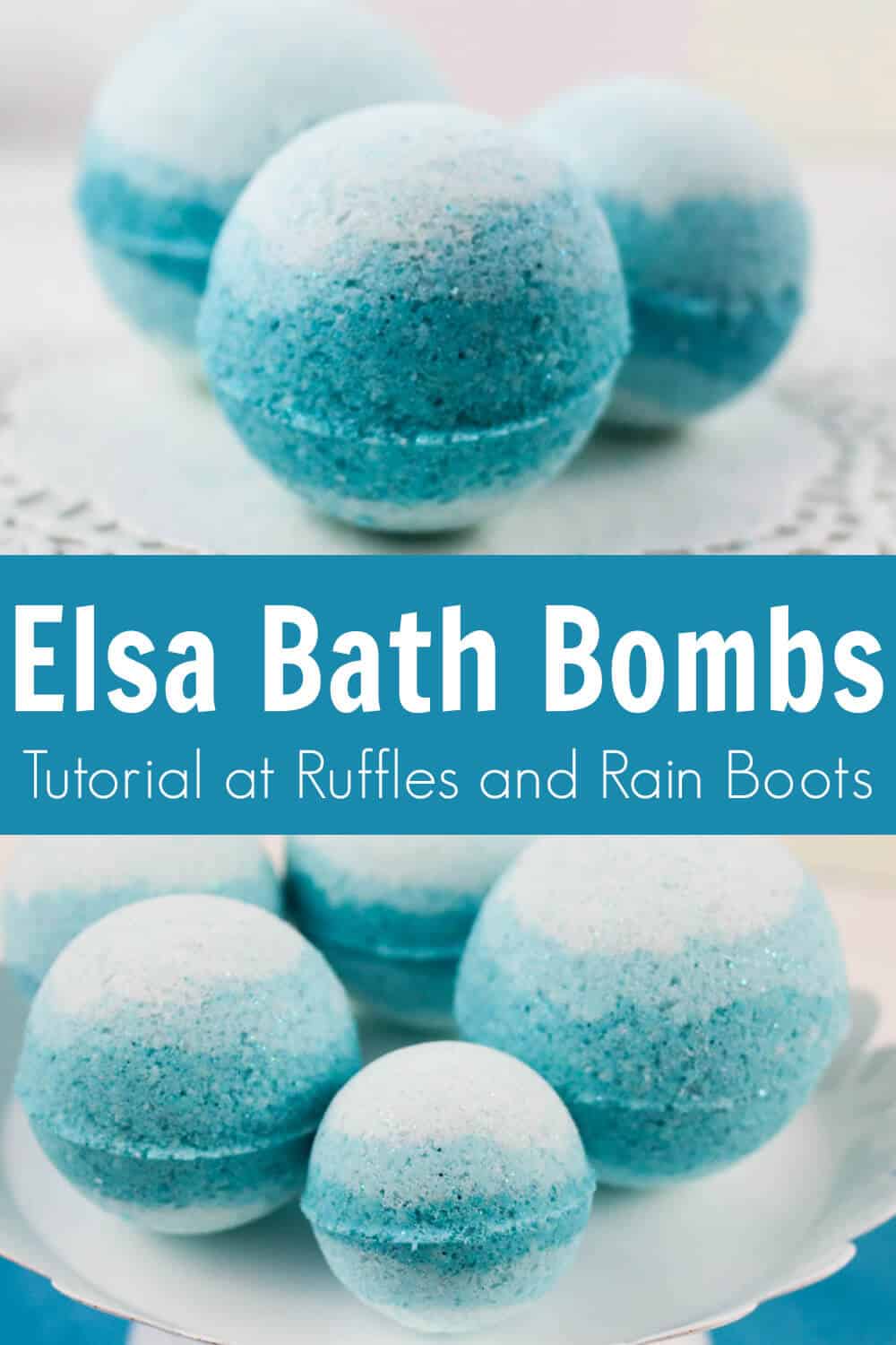 photo collage with text which reads elsa bath bombs