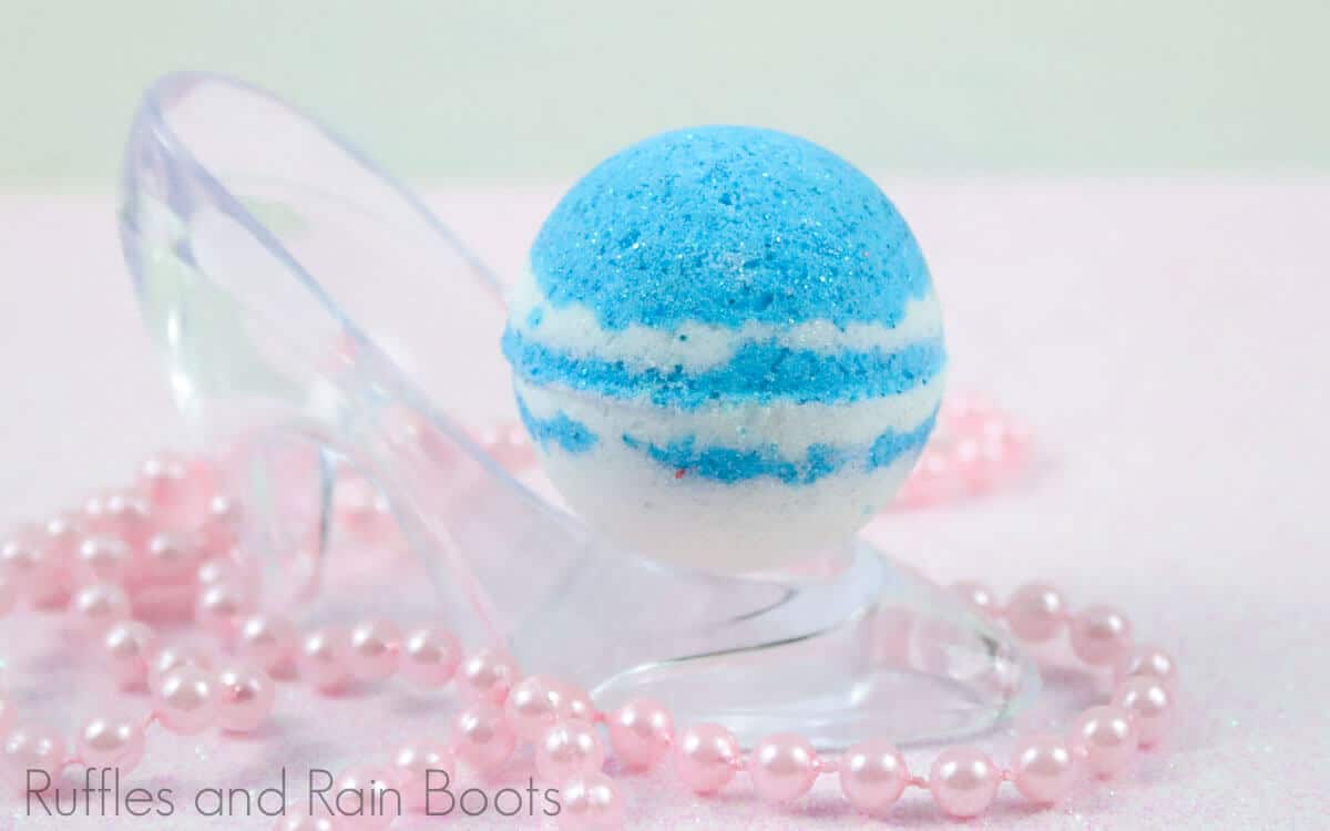 glass slipper bath bombs for cinderella on a white background