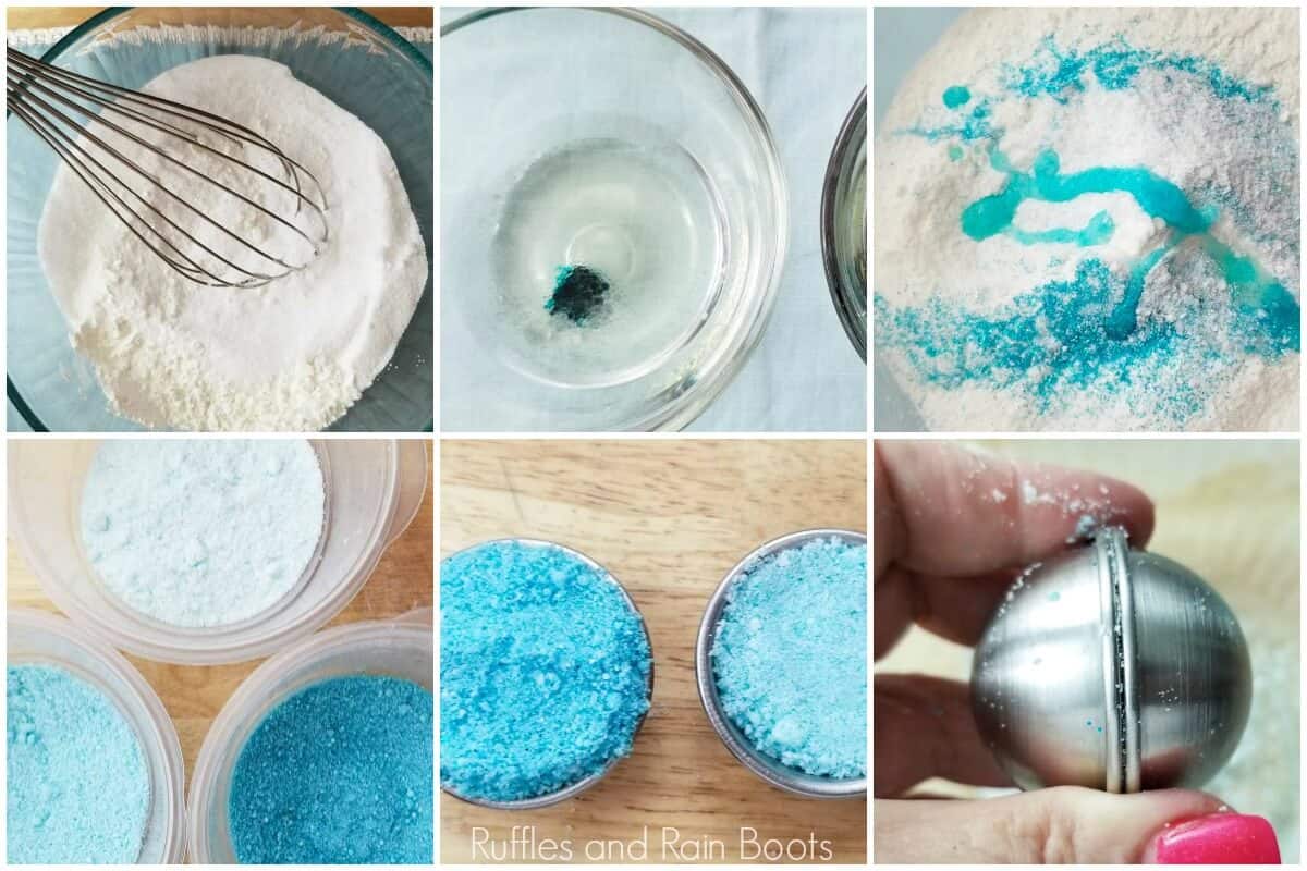 photo tutorial of how to make queen elsa bath bombs