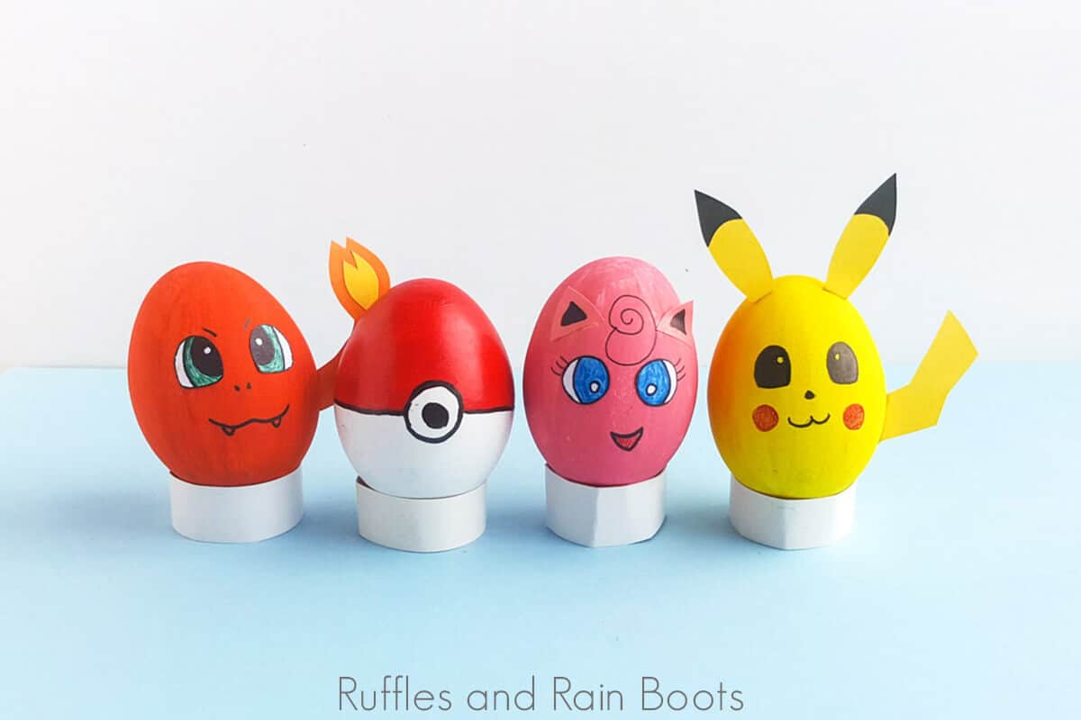 pokemon eggs a fun easter painting craft for kids on a blue background