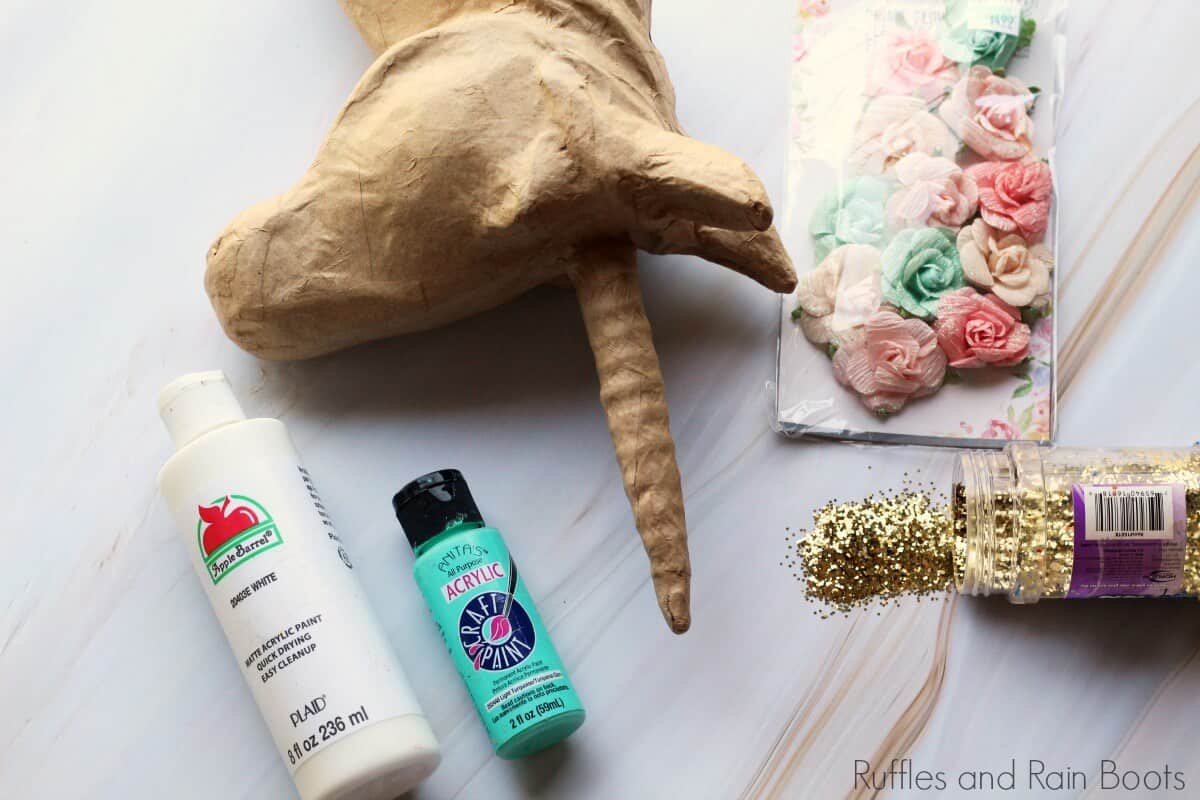 supplies and tools for creating your unicorn head