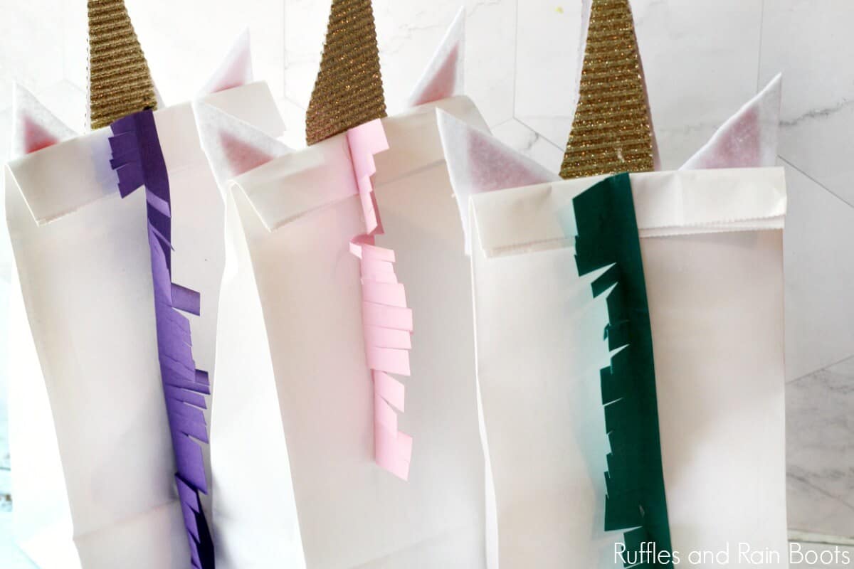 unicorn DIY party favor bags template