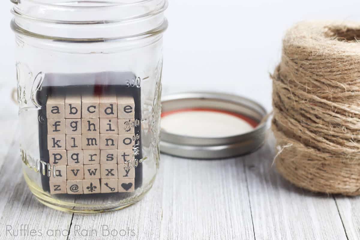 placing stamps to date night jar