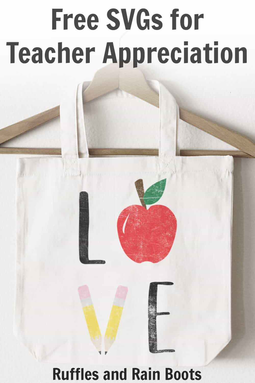 teacher appreciation svg on tote bag with text which reads free SVGs for teacher appreciation