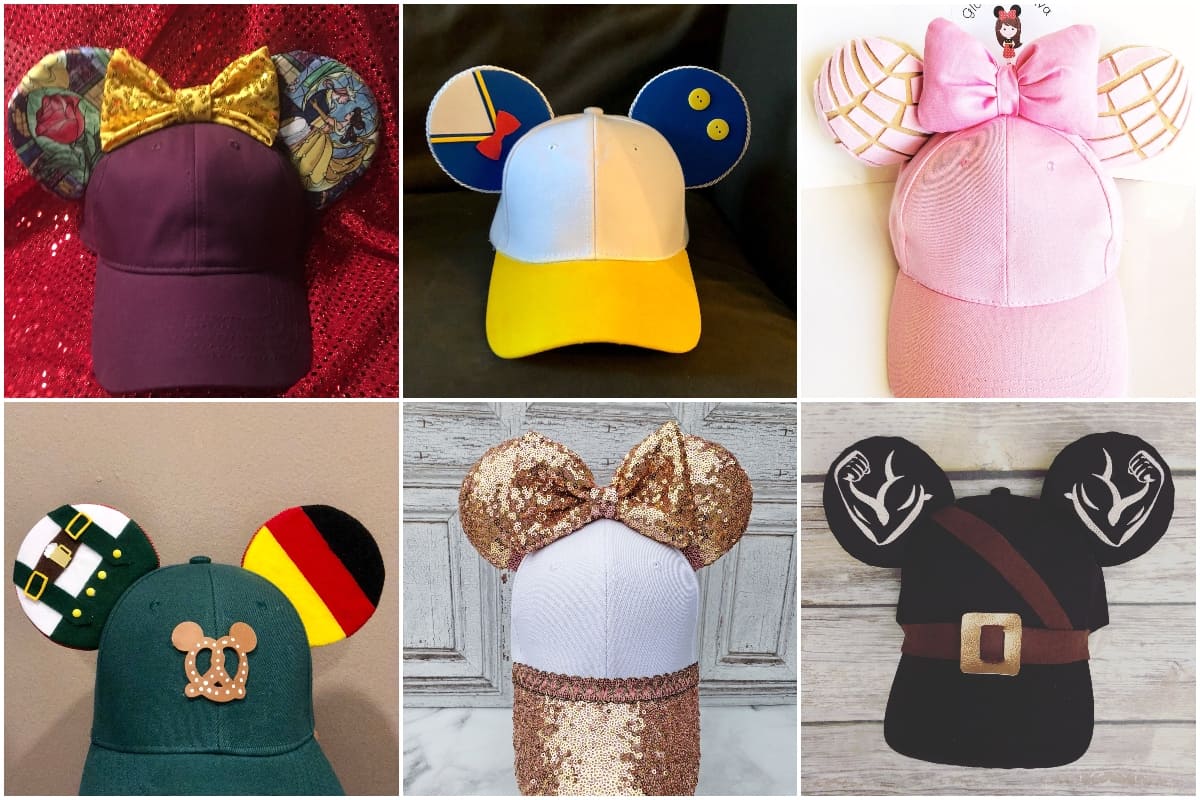 photo collage of cute mouse ear caps for disney