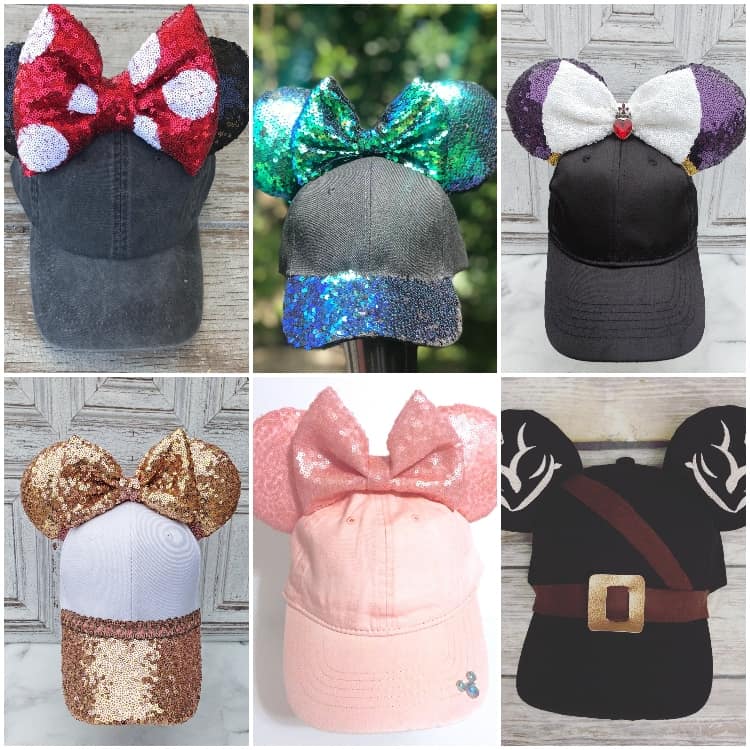 photo collage of mickey mouse ear caps for disney trip
