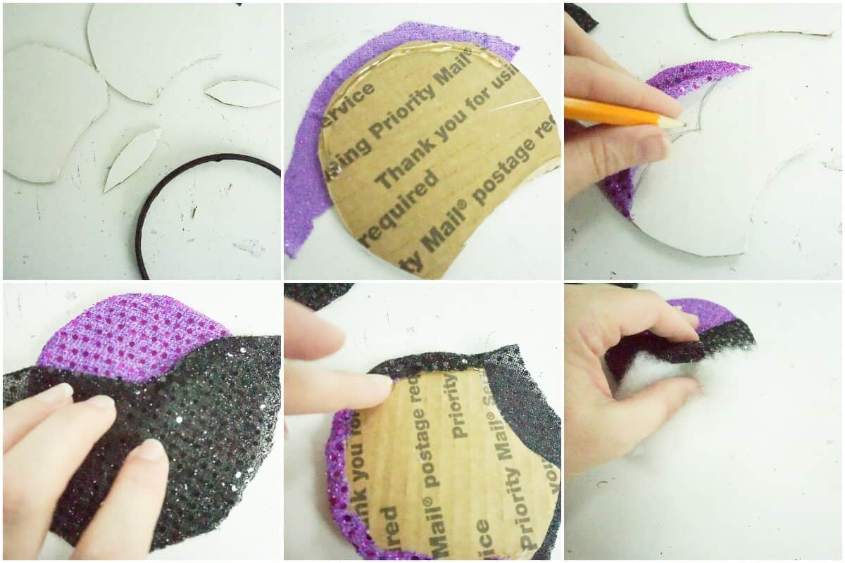 photo collage of how to make puffy ursula mickey ears