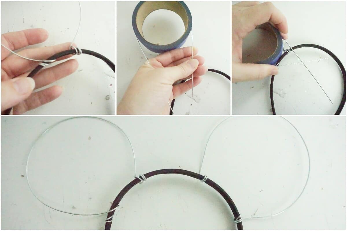 photo collage of how to make wire mickey ears for disney