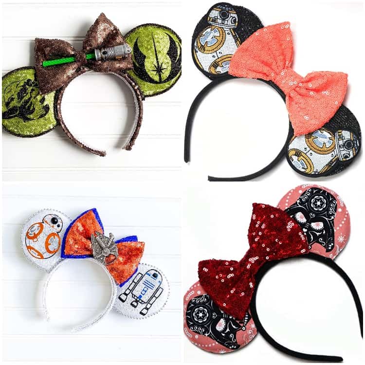 photo collage of star wars inspired mickey mouse ears