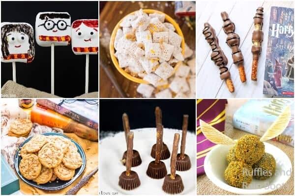photo collage of harry potter snack ideas for a harry potter party