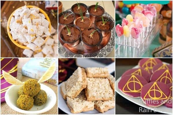 photo collage of harry potter snacks for a wizarding world party