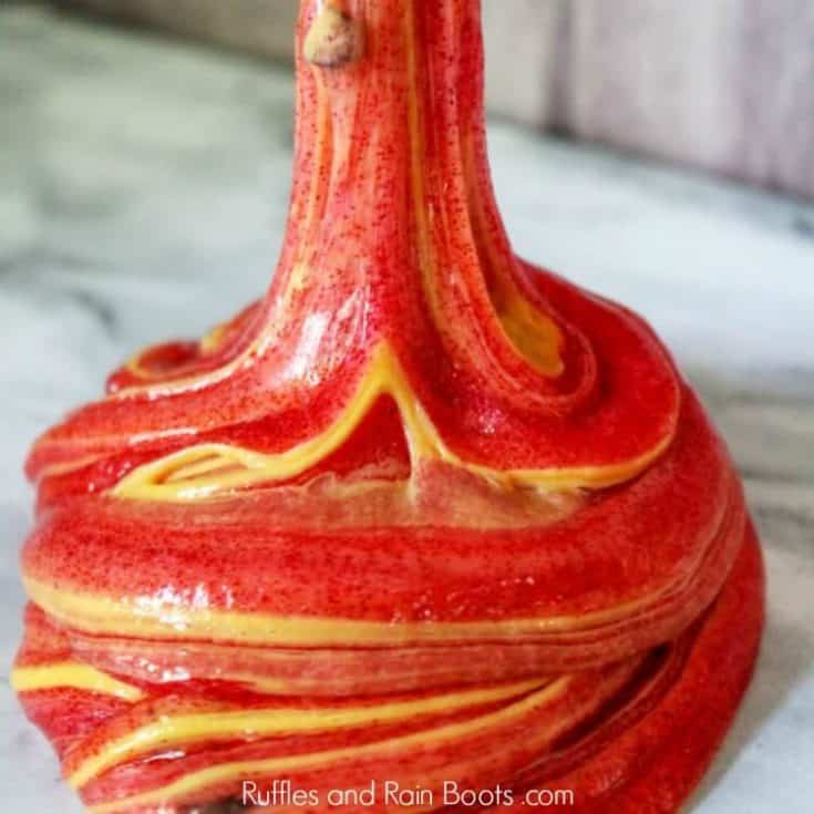 Caramel Apple Slime on a marble table