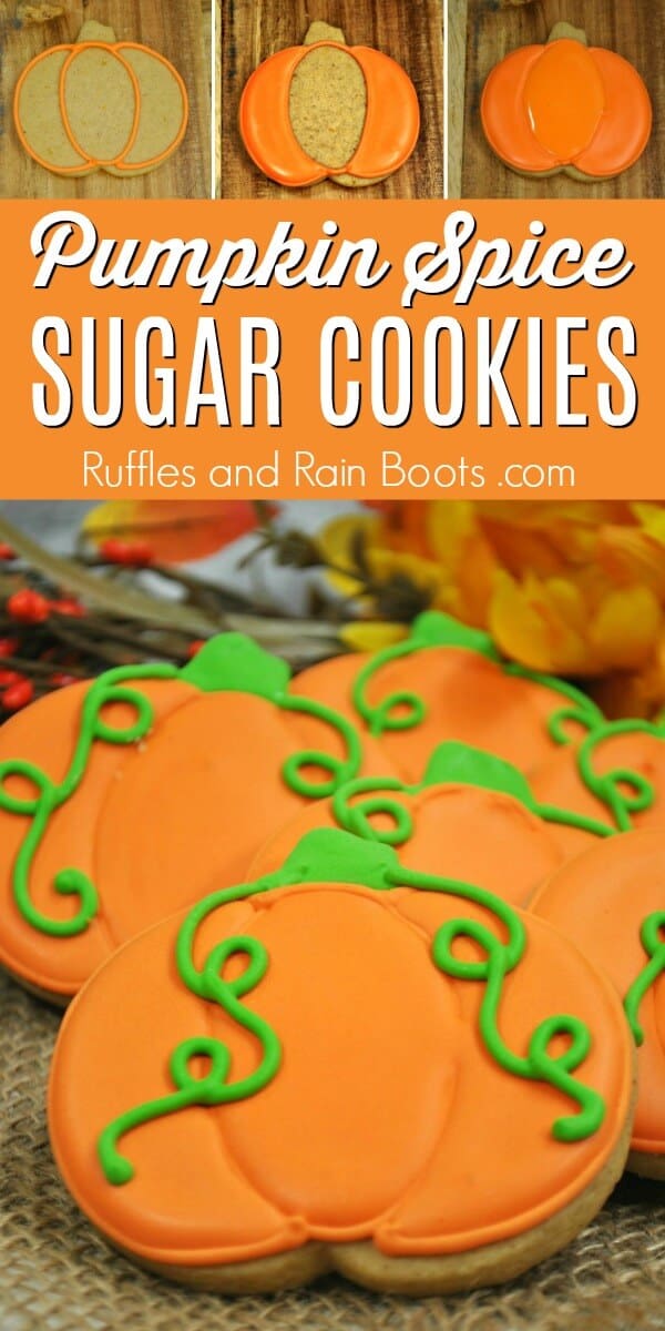 Easy pumpkin sugar cookies with text which reads Pumpkin Spice Sugar Cookies