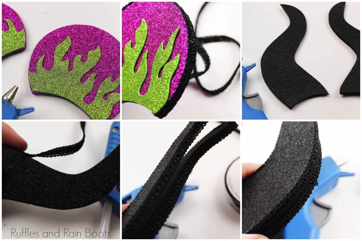 how to assemble the foam Maleficent ears with step by step instructions