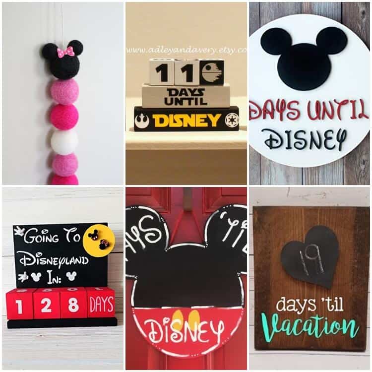 photo collage of disney vacation countdown calendars