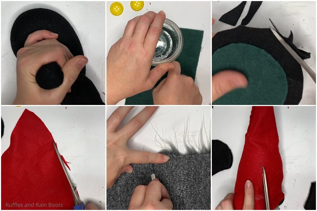 photo collage tutorial of how to make a mickey gnome