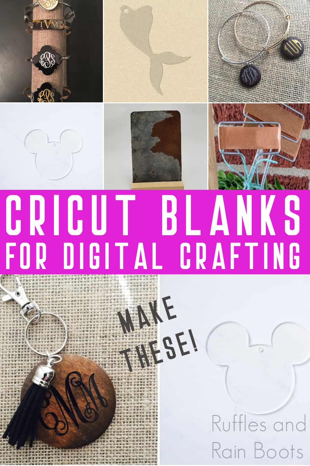 photo collage of ideas for what do you use the cricut for with text which reads cricut blanks for digital crafting make these!