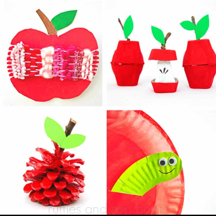 photo collage of Apple Crafts for Kids