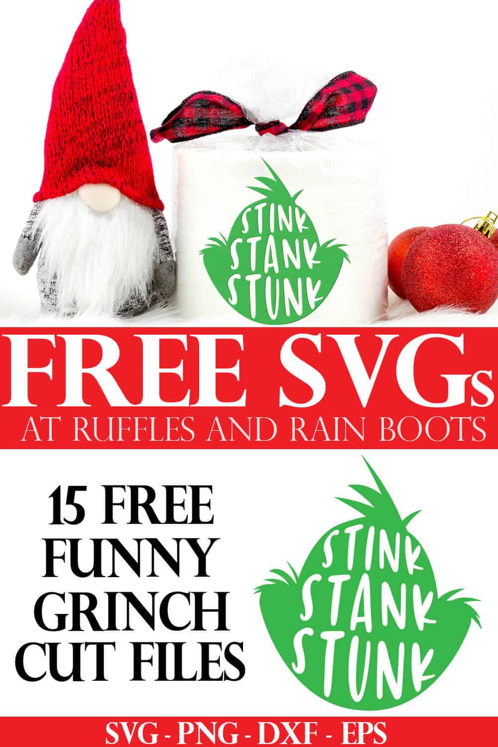 adorable holiday bathroom cricut idea with stink stank stunk grinch svg on toilet paper roll with text which reads 15 free funny Grinch SVG and cut files