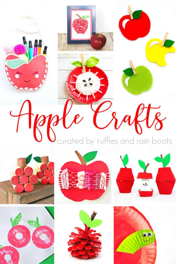 photo collage of Fun Apple Crafts for Kids with text which reads apple crafts