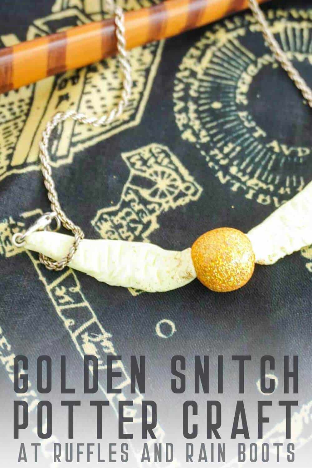 Harry Potter Golden Snitch Craft for Kids with text which reads golden snitch potter craft