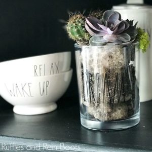 Rae Dunn Candle Repurpose on a black counter