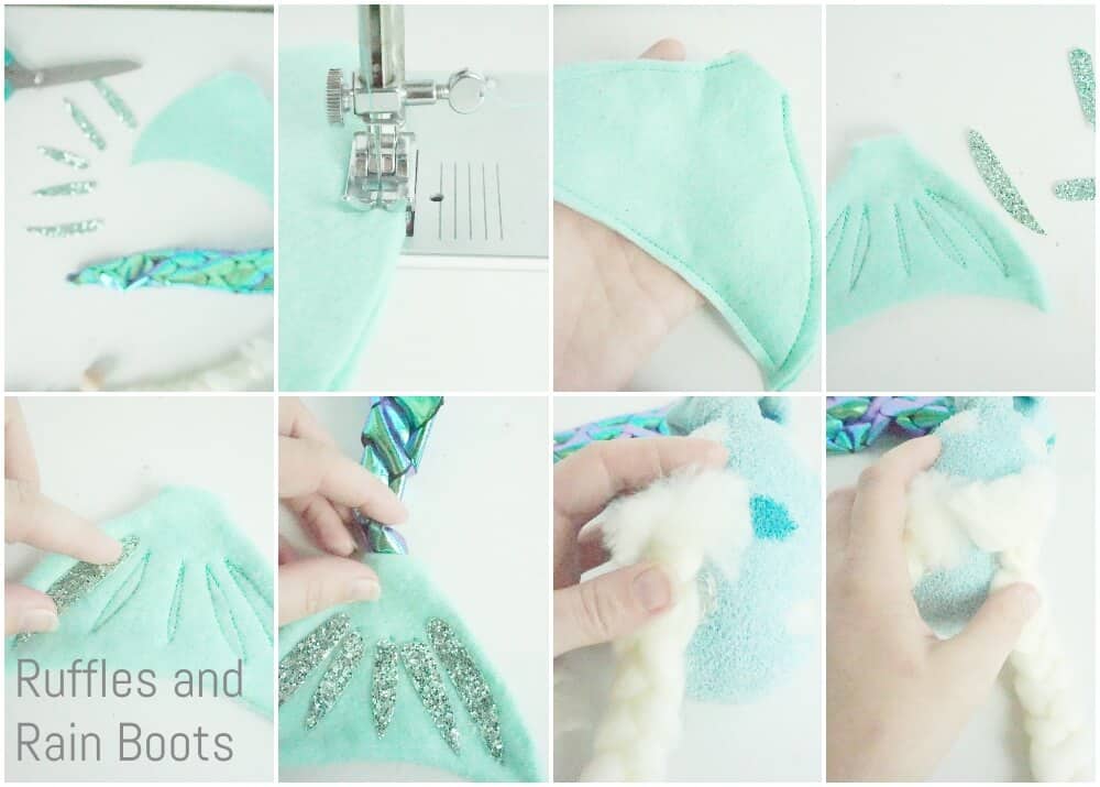 photo collage tutorial of how to make a mermaid tomte