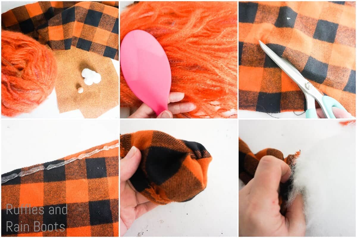 photo collage tutorial of how to make a pumpkin spice gnome