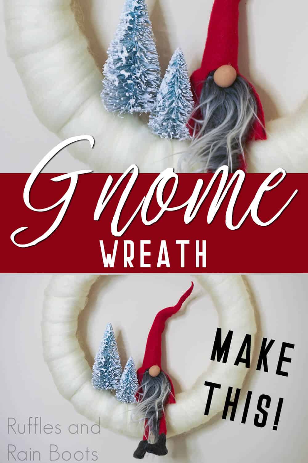 tomte with text which reads gnome wreath make this