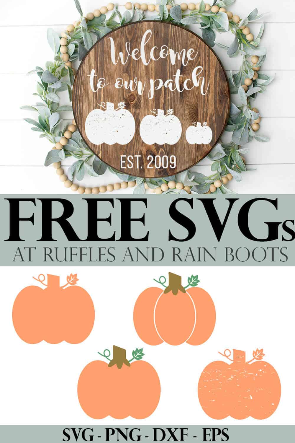 photo collage of Free Pumpkin SVG and Cut Files for Fall Crafting with text which reads free svgs