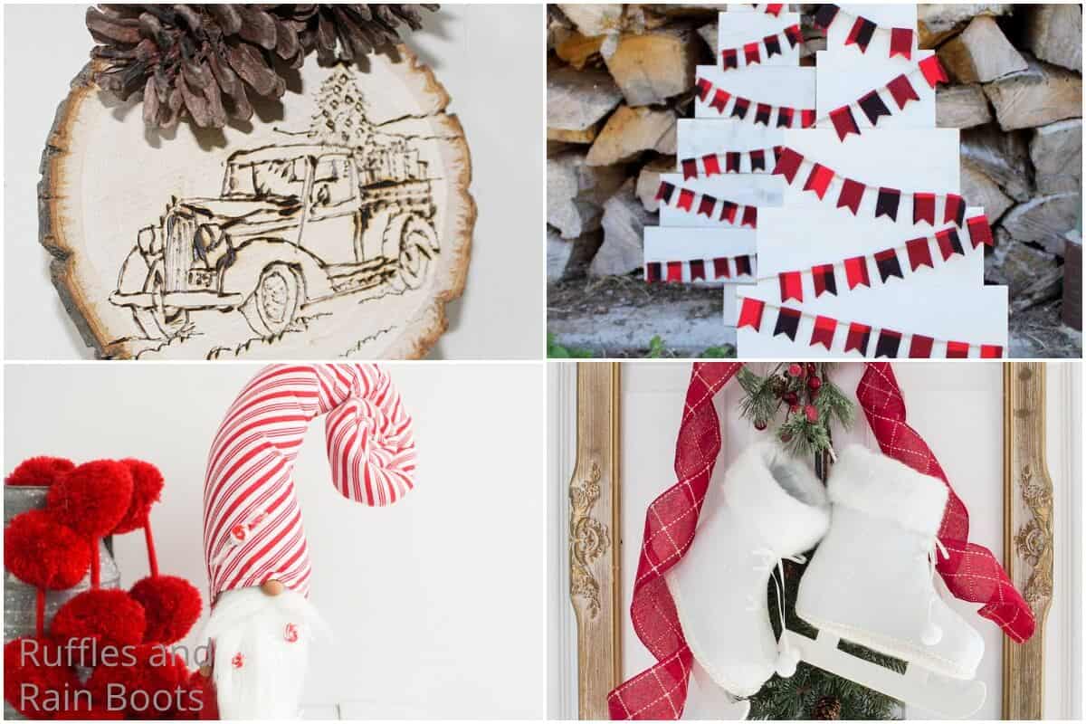 photo collage of diy farmhouse christmas crafts