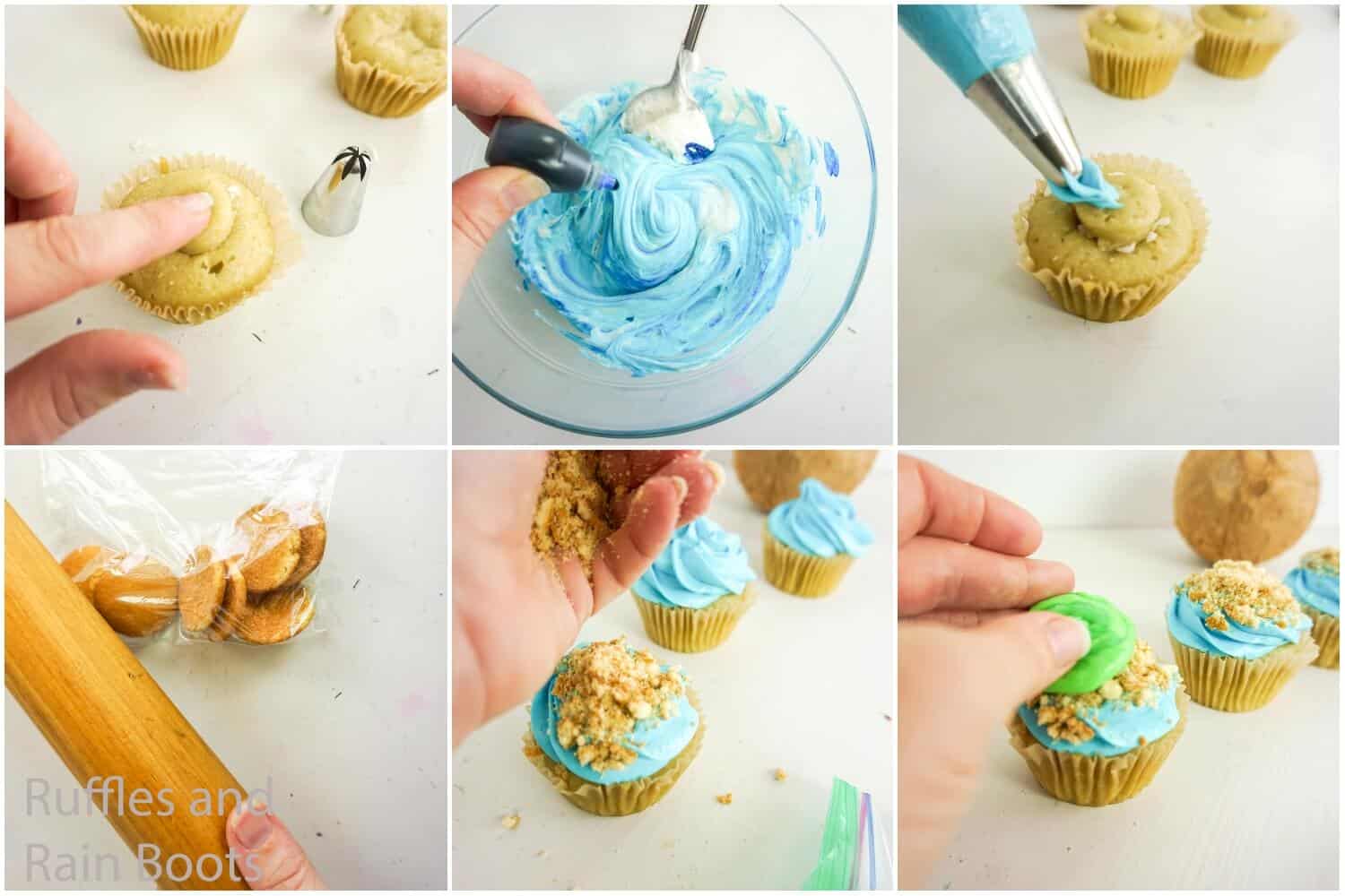 photo collage tutorial how to make heart of tefiti cupcakes for a moana party