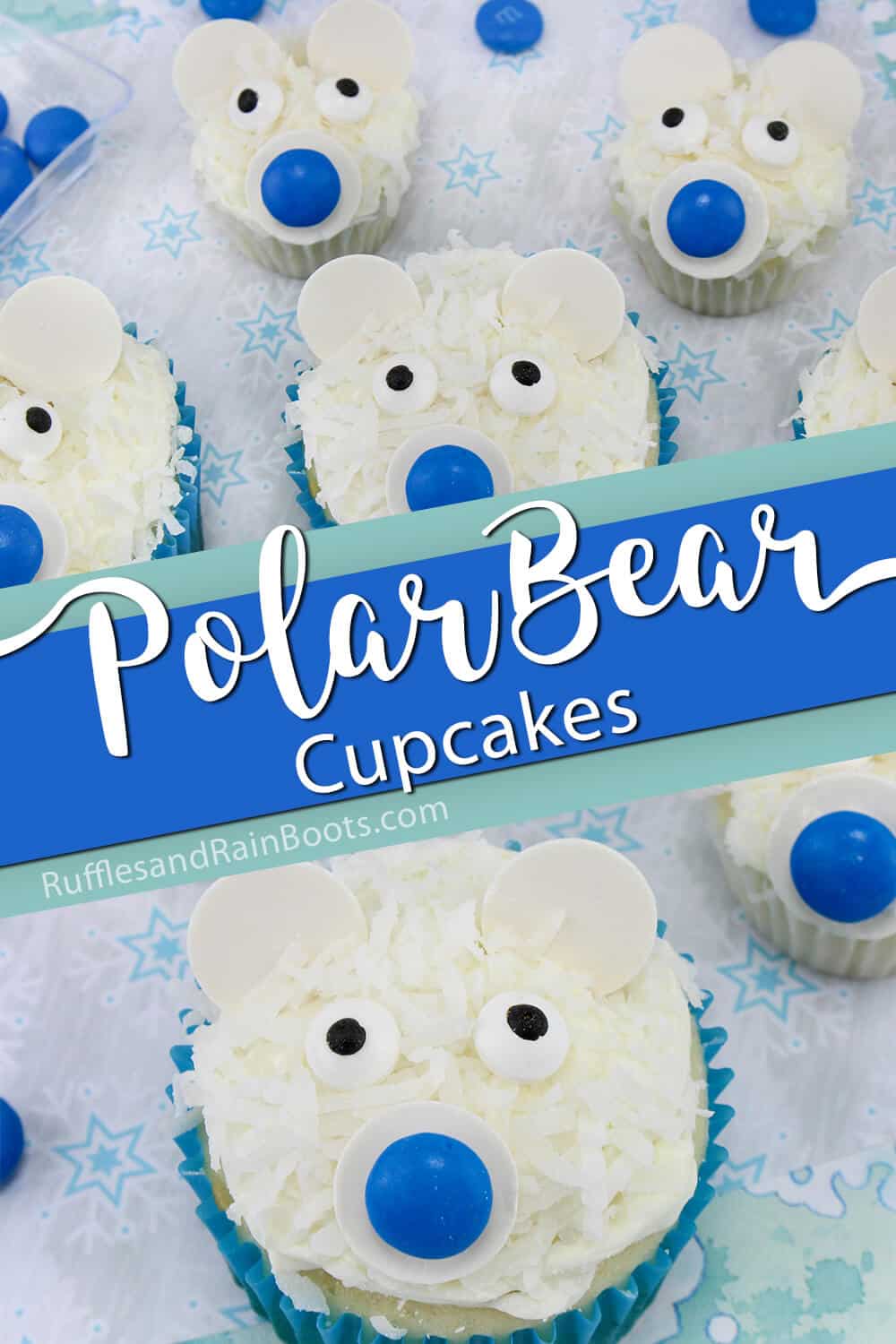 recipe for polar bear cupcakes with text which reads polar bear cupcakes